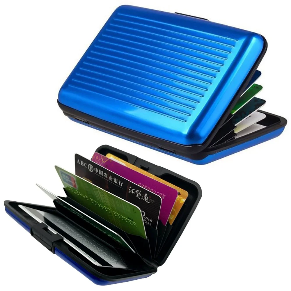 Wholesale Anti theft RFID blocking aluma card holder case Aluminum printed card protector wallet