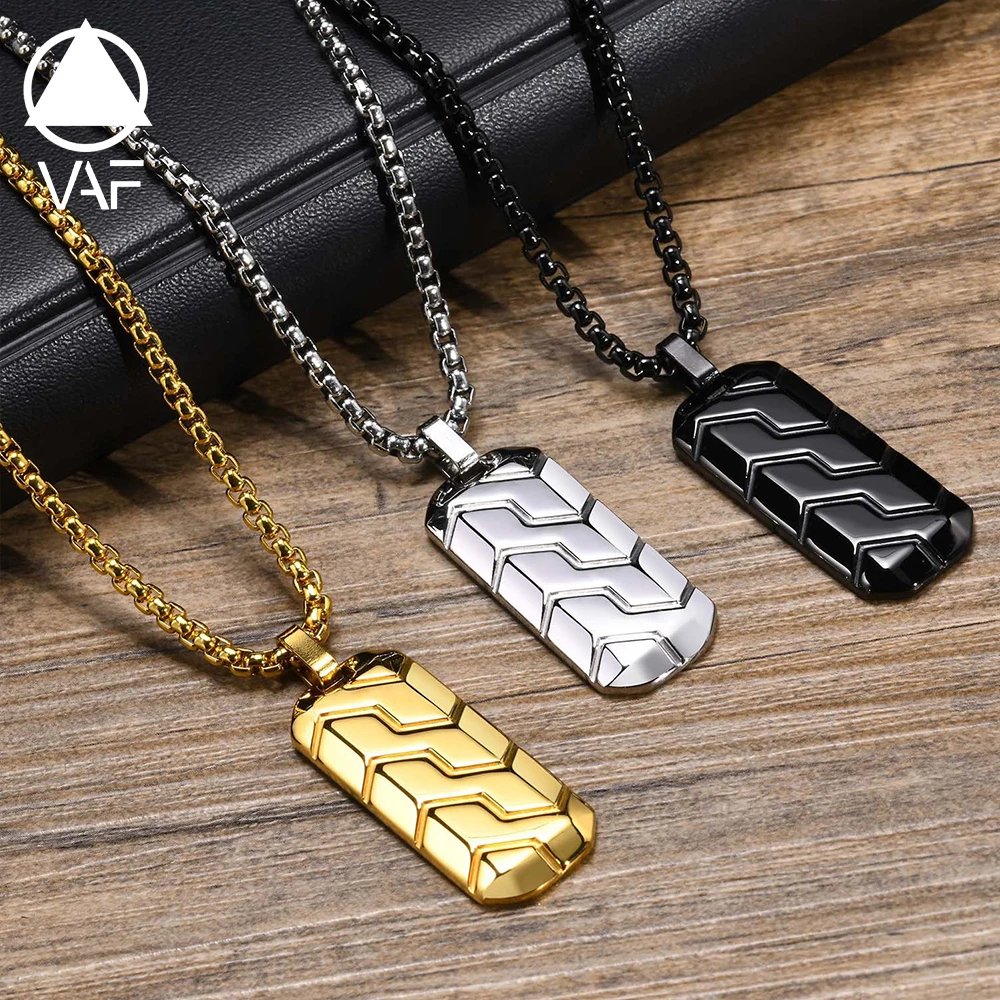 VAF 60 см Новый мужской модный шестиугольный трехмерный скошенный узор шины Кулон В Стиле Хип-Хоп Ретро ожерелье из нержавеющей стали