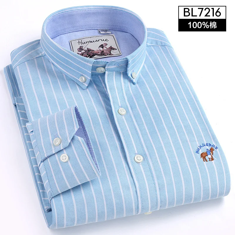 High Quality Long Sleeve Pure Cotton Oxford Stripes Shirts For Men