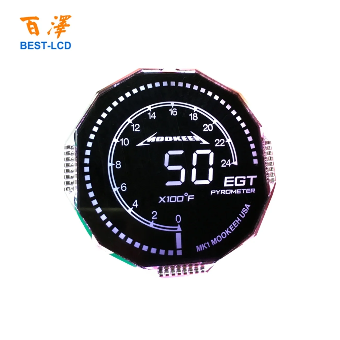 PMVA customized Round Shape Graphic LCD Display With Green/Blue/White/Red LED Backlight For Automobile/Motorbikes