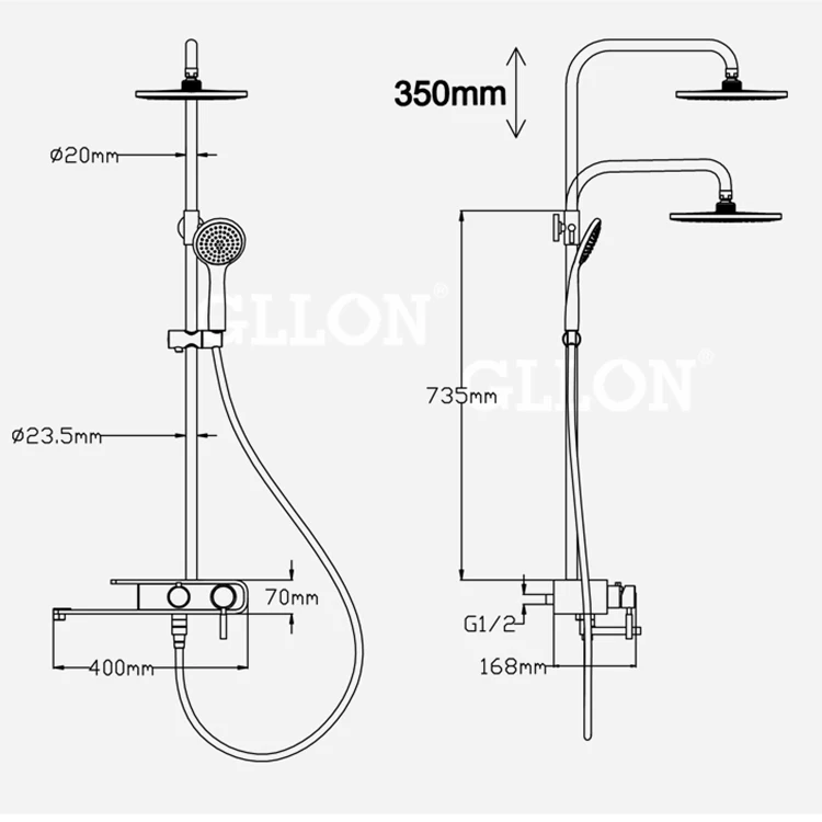 Bathroom Rainfall Shower Set Bath Room Shower Column SPA Massage Jet Waterfall Rain Shower Panel