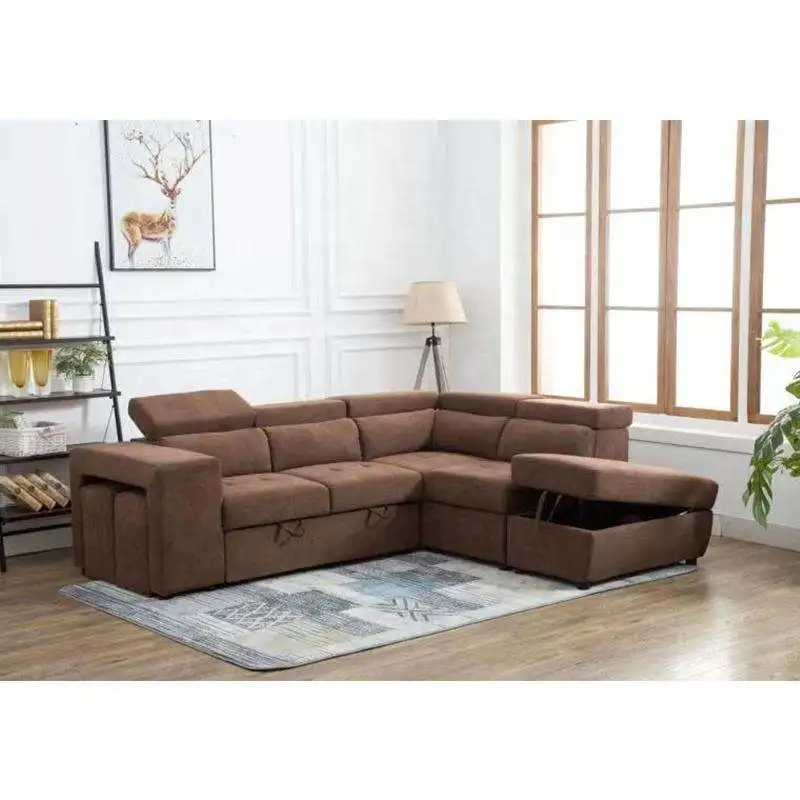 High Quality Corner Sofa Cum Bed Living Room Apartment Pull Out Sofa Bed With Storage Ottoman
