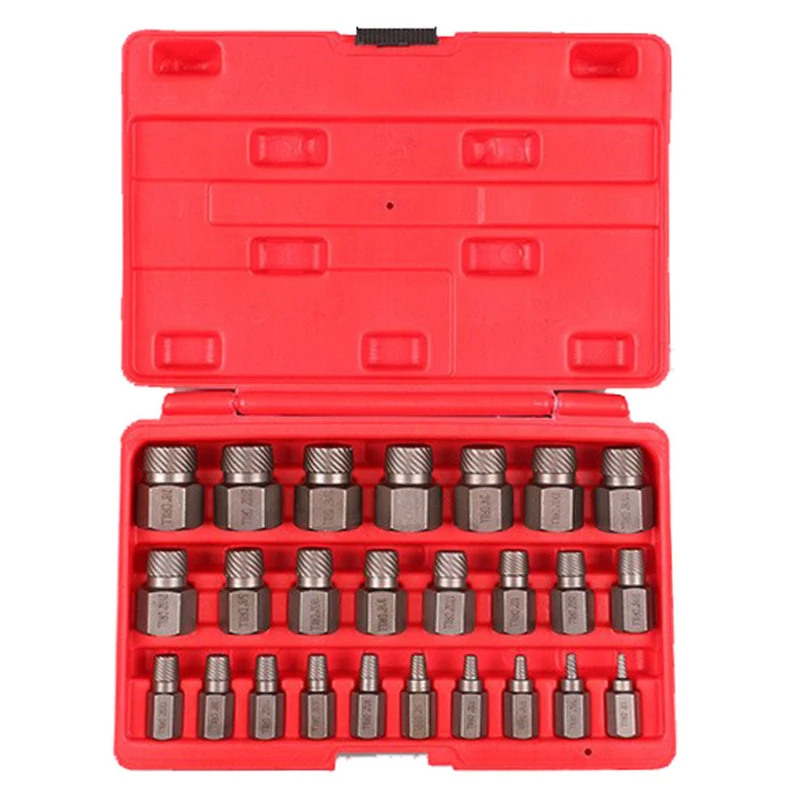 2024 25PCS Damaged Bolt Nut Screw Remover Extractor Removal Tool Kit Screw Extractor Set Remove Broken Screws Fittings