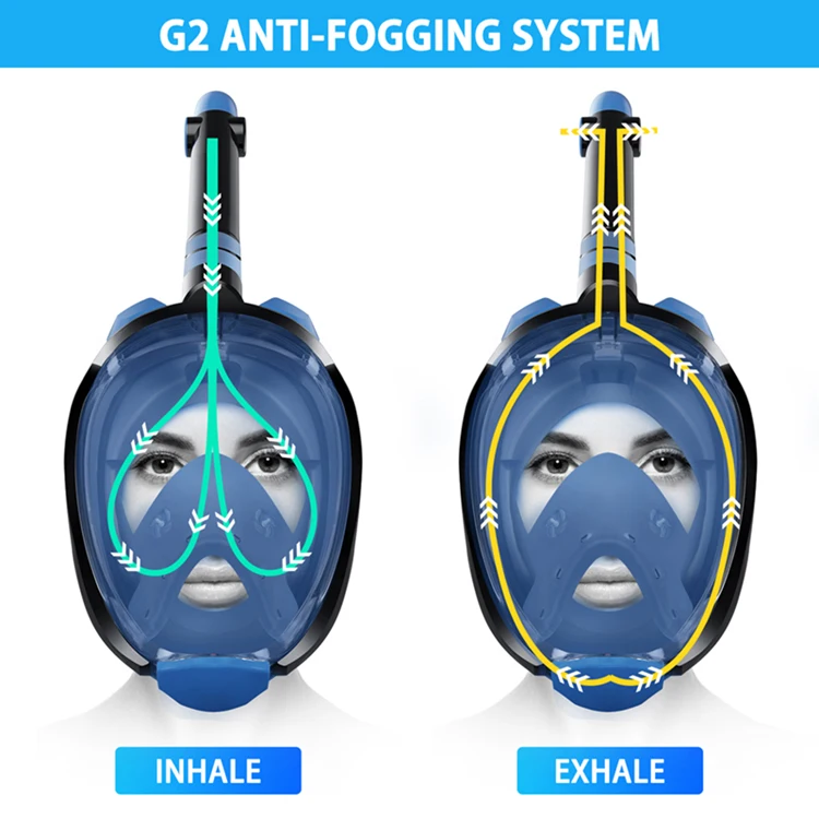 Заводская поставка, маска для подводного плавания на все лицо, легкое дыхание, маска для подводного плавания на все лицо, маска для подводного плавания на все лицо для детей и взрослых