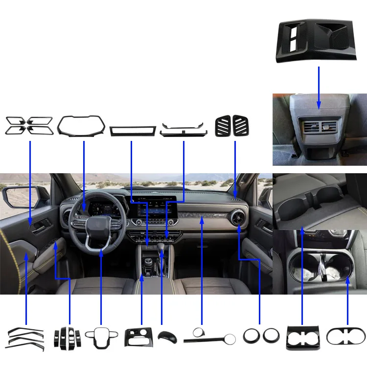 car accessories decorative Carbon fiber cover for 2023 2024 pickup chevrolet chevy colorado decoration accessories