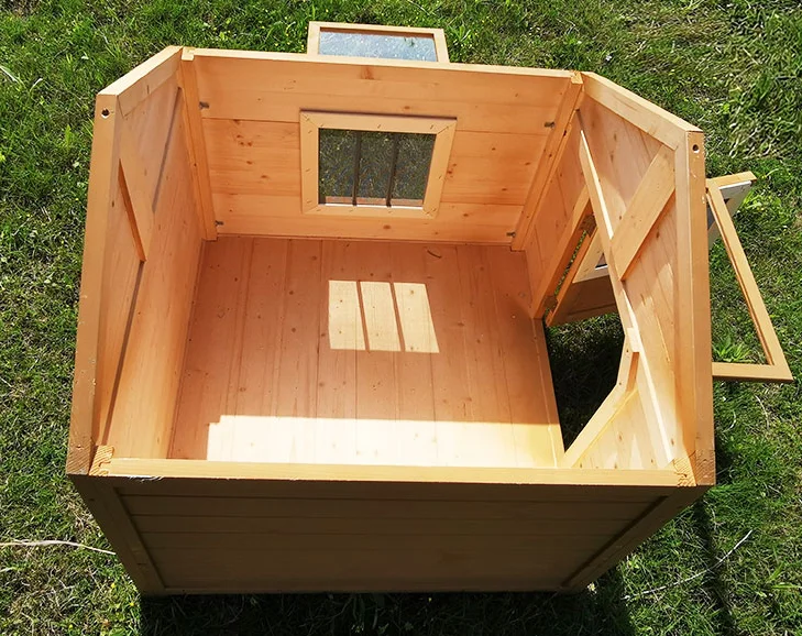 Modern Dog And Cat House With Acrylic Door Stained Wood Dog Kennel Crate Furniture Indoor Dog House