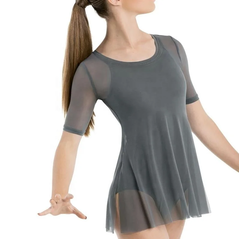 Асимметричные Lyrical танцевальные костюмы Magicmk для взрослых, сетчатый купальник с коротким рукавом, балетное платье