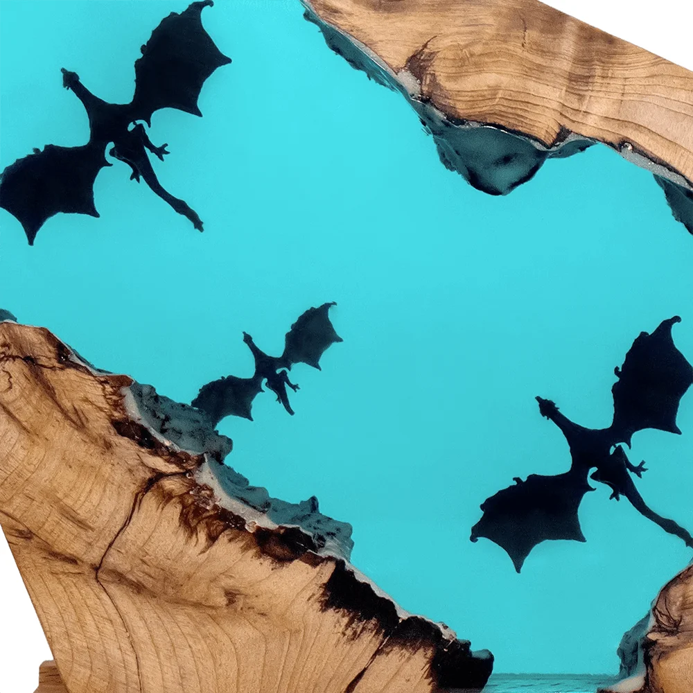 Dayi new Creative Design custom Epoxy Resin Wood Lamp LED Gift Night Light Dragon flight Home Decoration Table Lamp for sale