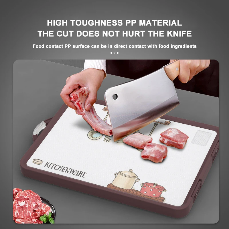 Multifunctional 304 stainless steel double-sided chopping  board can stand food grade pp cutting board for kitchen