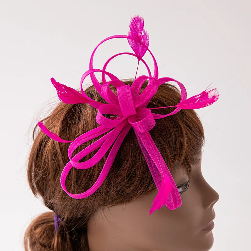 Wholesale Premium New Korean Fashion Bridal Net Feather Flower Party Photo Hair Clip For Girls