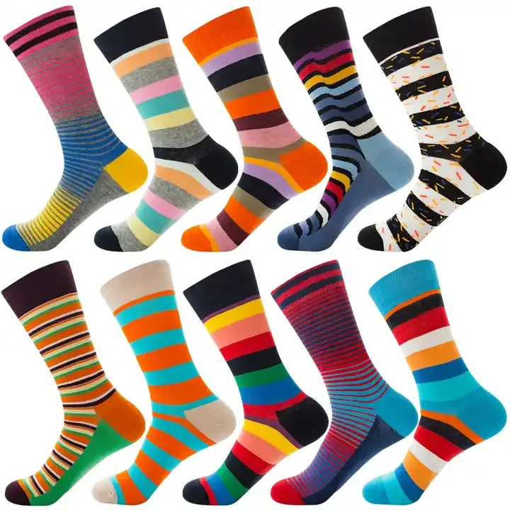 custom design summer Striped Bright colored cotton socks