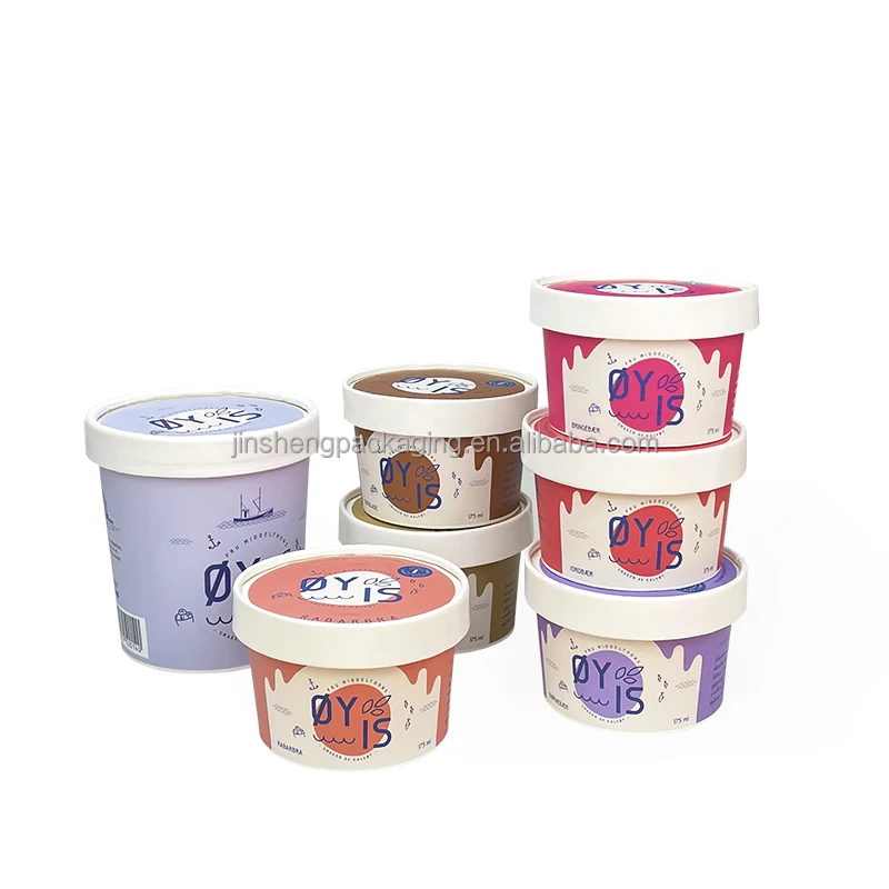 Premium quality paper custom logo biodegradable 8oz 16oz 32oz pint cookie dough packaging with lid