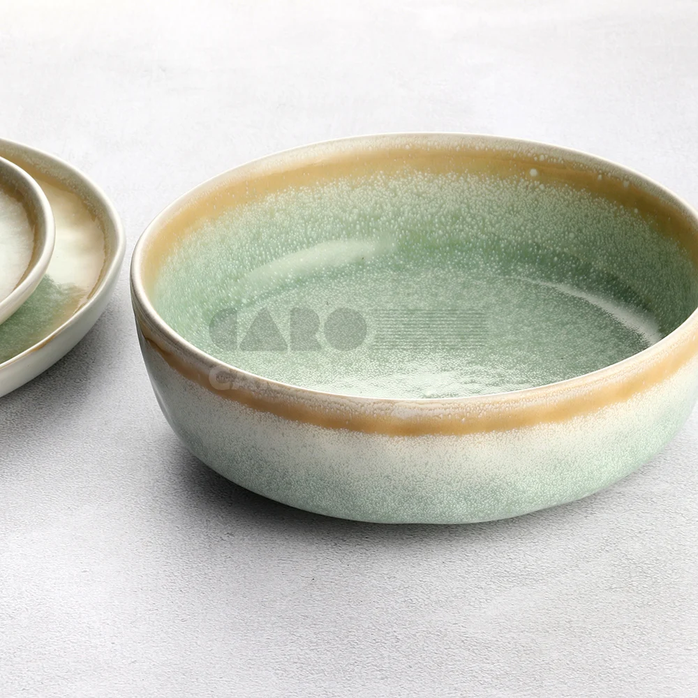 Caroline Design Ceramic Bowl & Plate Set for Dessert Salad Appetizer Small Lunch Microwave Oven Dishwasher Safe