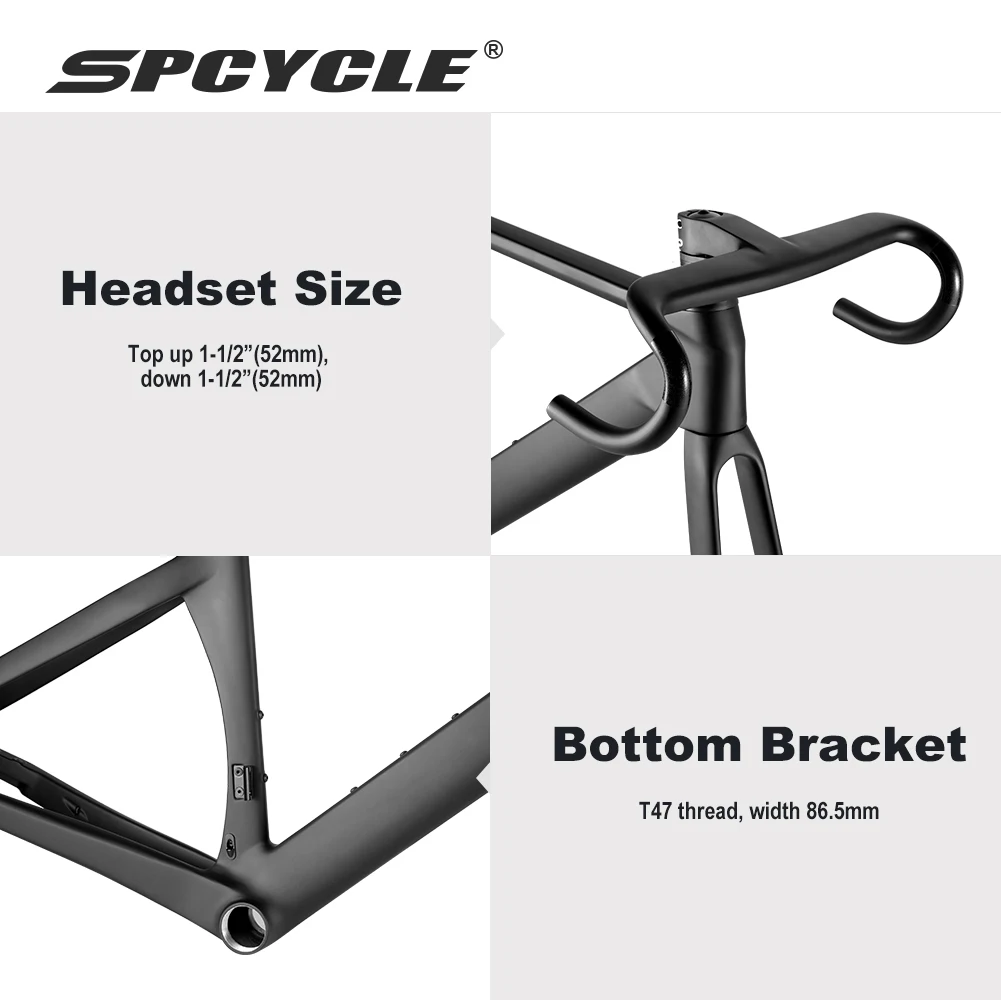 Spcycle R065 Aero Carbon Road Bike Frame 700x32C Disc Brake Road Bicycle Carbon Frameset