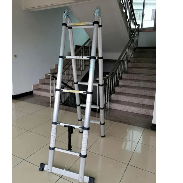 Hot selling aluminum multifunctional folding extension with hinge telescopic ladder 8m