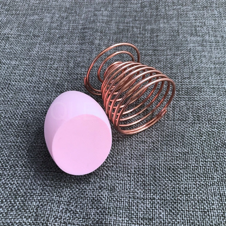 
Factory Directly Rose Gold Beauty Sponge Blender holder metal spiral makeup sponge holder 