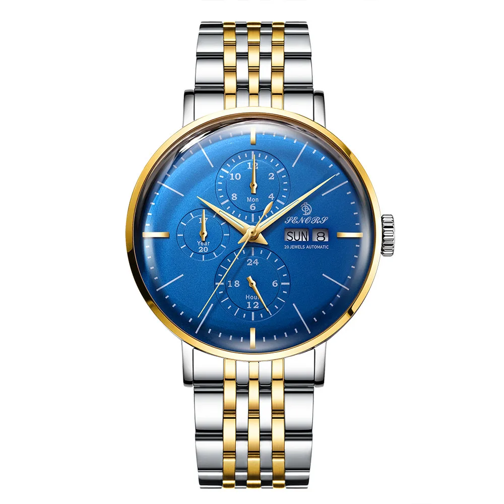 Мужские классические Водонепроницаемые многофункциональные автоматические часы с хронографом и