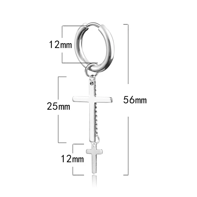 Punk Silver Black Gun Plated Stainless Steel Scorpion Cross Skull Pendant Men Cuff Ear Clip Non Piercing Earring Jewelry