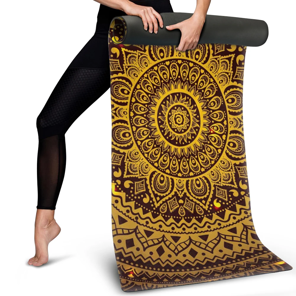 THIKIN Funny Design Custom Wholesale Eco Friendly NBR Fitness Exercise Custom Printed Foldable Travel 15mm Yoga Mat
