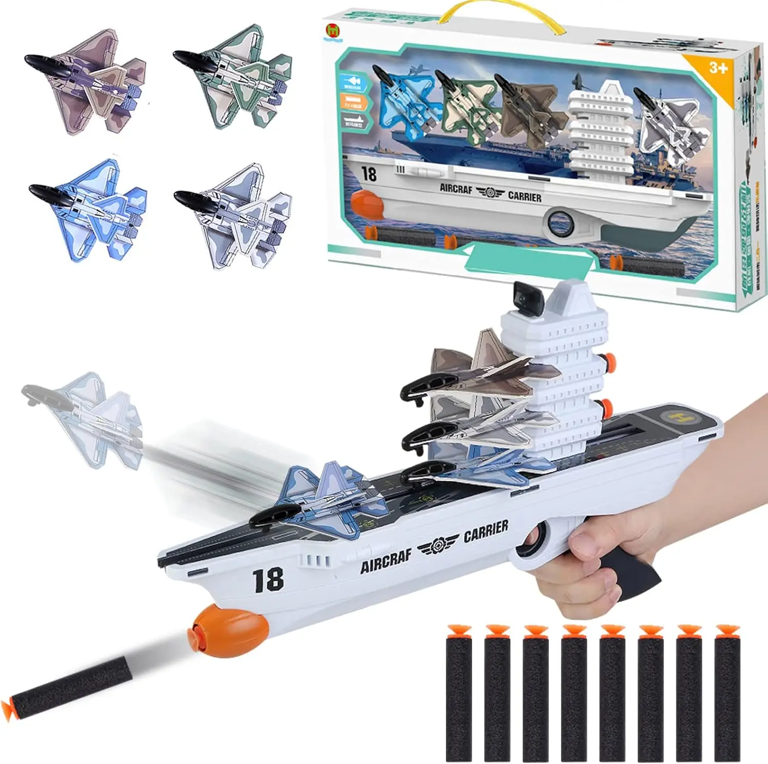 Hot Aircraft Carrier Toy Kids Airplane Toys Flight Modes Foam Glider Catapult Plane Toys Kids Birthday Gifts for Outdoor Flying