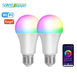 Indoor Color Changeable RGB Led Light Bulb Aluminum Plastic 9 watt E27 Tuya Beacon Smart Bulb