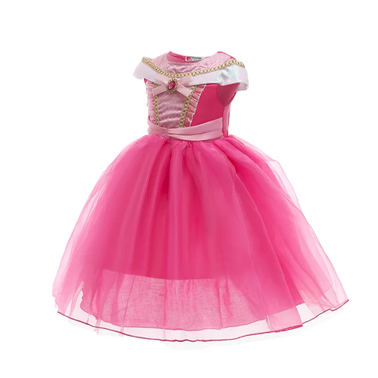 ecowalson  Girls Sleeping Beauty Aurora Dress Long Sleeves Off Shoulder Lace Robe Kids Gorgeous Christmas Gift Fancy Princess