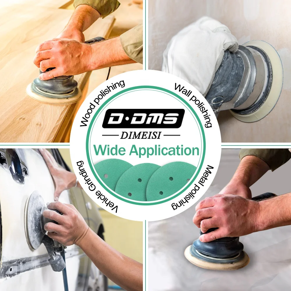 Высококачественная керамическая наждачная бумага DMS Q227 с 60 зернистостями 150 мм 15 отверстий зеленая пленка крючок и петля