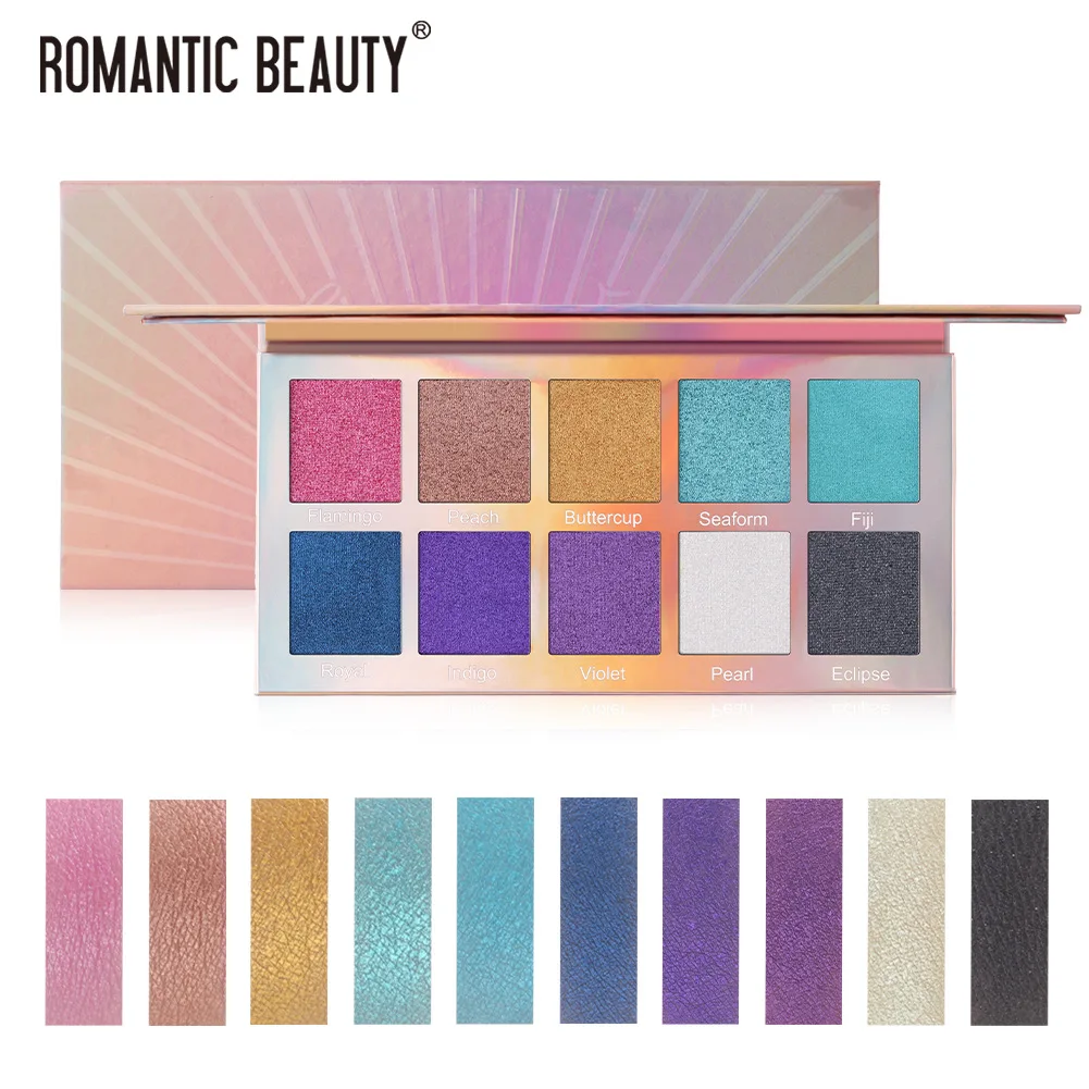 
Hot Sale Beauty High Pigment Rainbow 10 Colors Eye Matte Glazed Board Big Eyeshadow Palette 