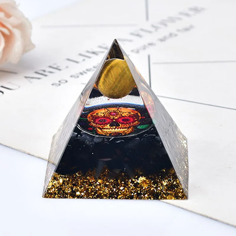 Crystal Red Jasper Gravel Resin Organ Pyramid With Lapis Lazuli Ball Healing Energy Tower For Meditation Ornaments