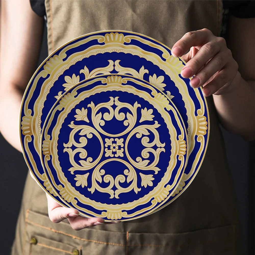 Wholesale Bone China Wedding Dinnerware Sets Ceramic Dinner Plates Sets Luxury Gold Rim Dinnerware