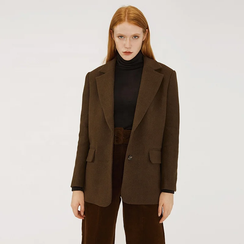 Wholesale 2021 long sleeve official coats stylish formal blazer office lady wool high end quality women winter suits