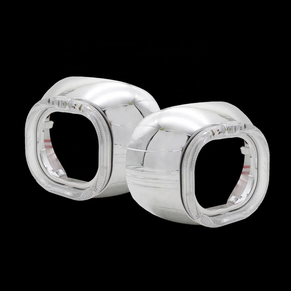 TAOCHIS car lights retrofit 3.0 inch bi xenon projector lens shroud LED DRL headlights angel eyes white red blue yellow color