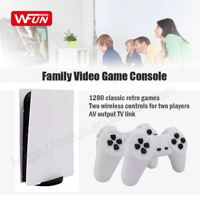 NEW Game Station P5 Retro Wireless Handheld TV Video Console Build In 1280 Games for NES Retro Game Console Support Av Out