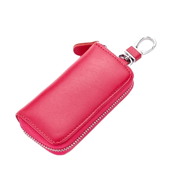 BSCI audit factory leather car key case bag wallet car key chain holder ring with 6 hooks snap closure,car key bag