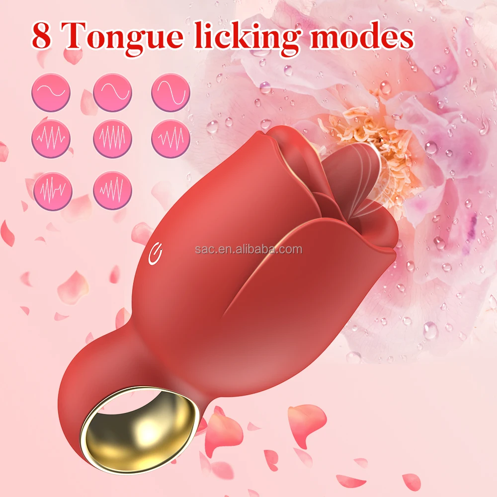 SacKnove Wholesale Hot Selling Silicone Vibrating Vagina Artificial Realistic Rose Tongue Licking Vibrator For Female Sex Toys