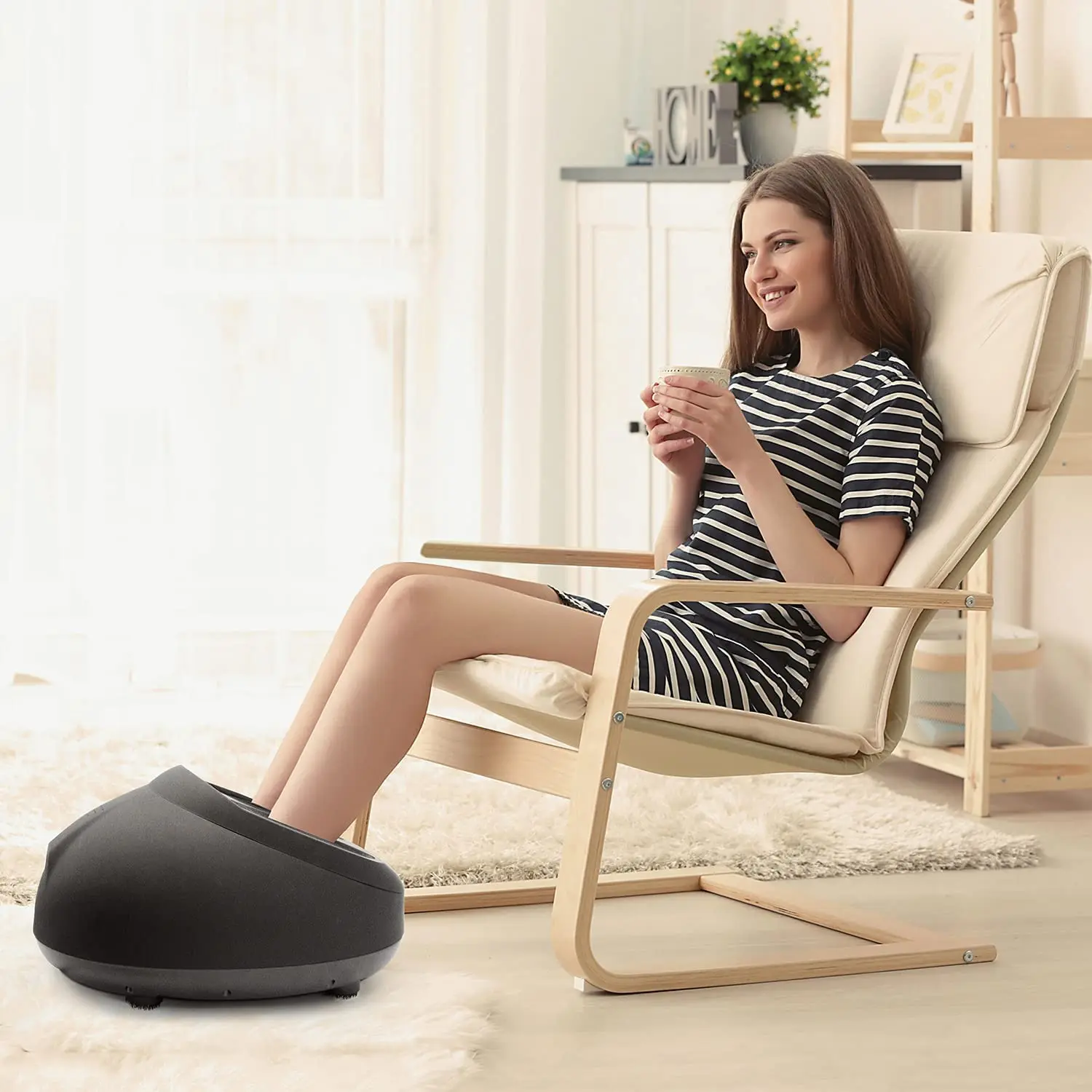 Blood Circulation Foot Massage Machine Shiatsu Deep Shiatsu Foot Massager with Heat Rolling and Air Compression for Home