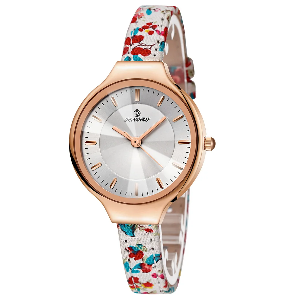 Custom Calico Leather Strap Quartz Women Wristwatches IP Plate Rose Gold Waterproof Ladies Watch