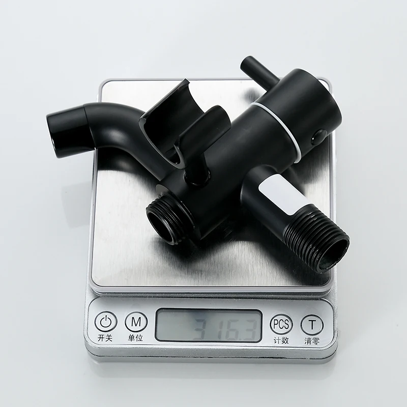 Sanitary Ware Modern Design Black Washing Machine Faucet Zinc Metal One Inlet And Two Outlets