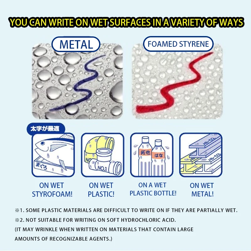 Artline 1.5mm Bullet EK-47 Works under water marking on wet metal plastic Wetrite Markers