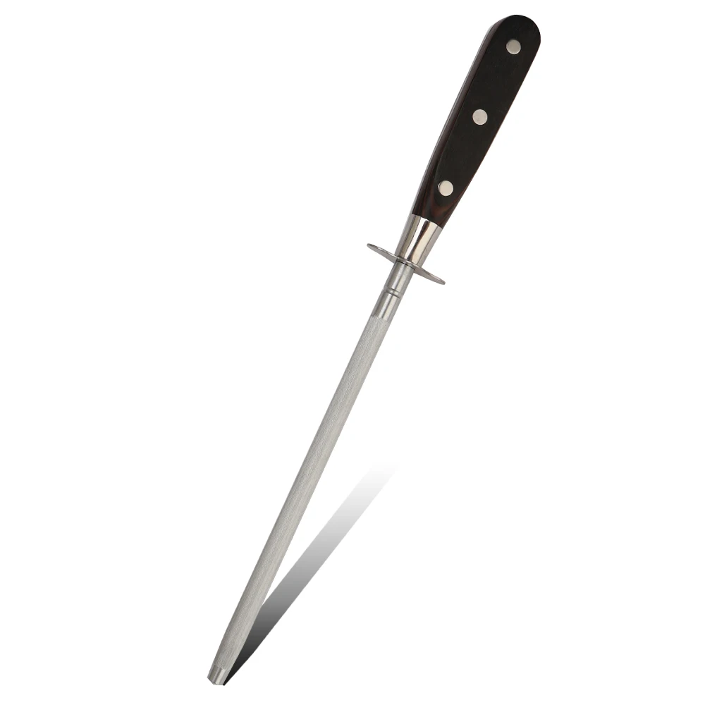 KITCHENCARE Carbon Steel Sharpening Tool Professional Kitchen Wood Knife Sharpener Rod