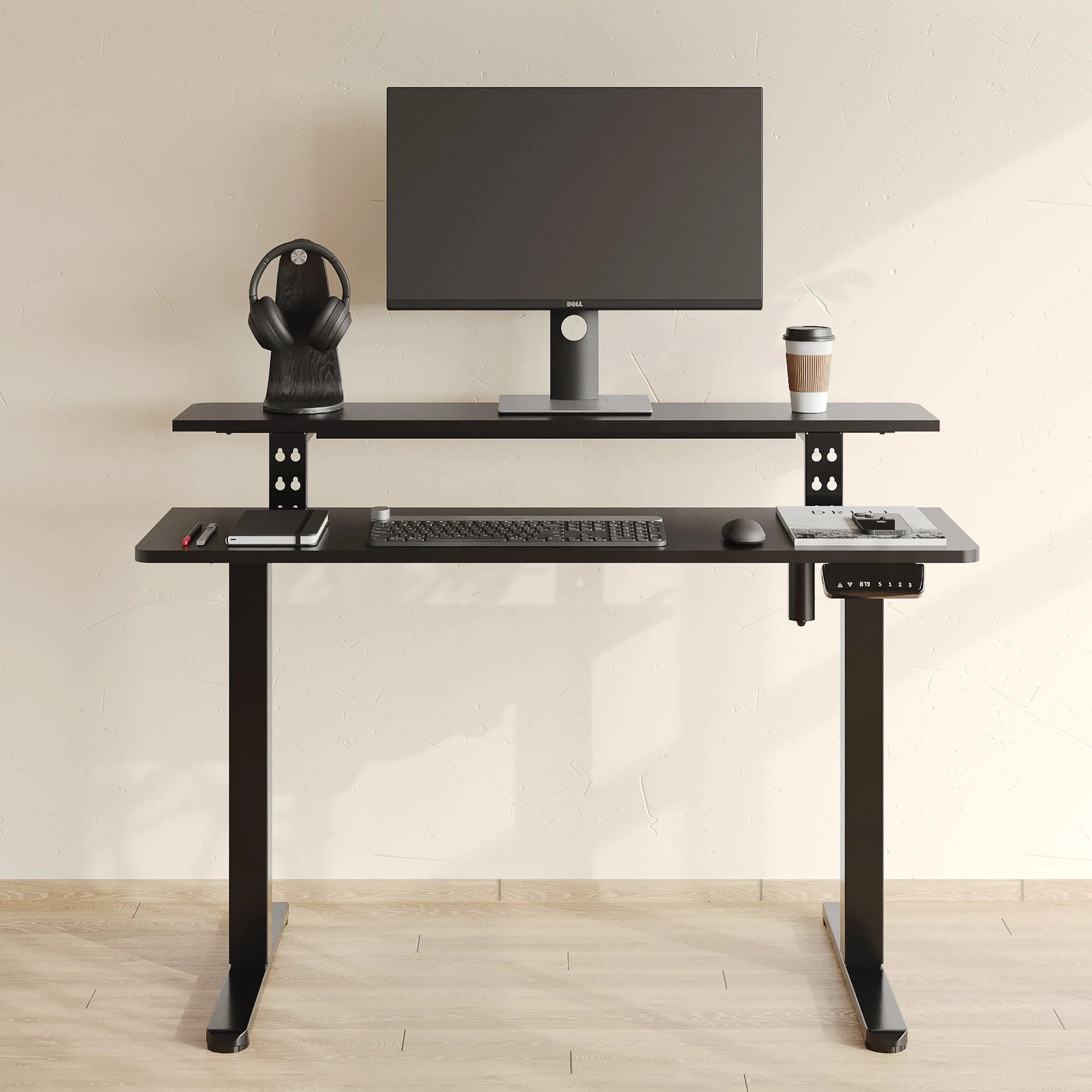 V-mounts Computer Standing Desk Office table with Dual-layer platform design VM-JSD5-01-DS