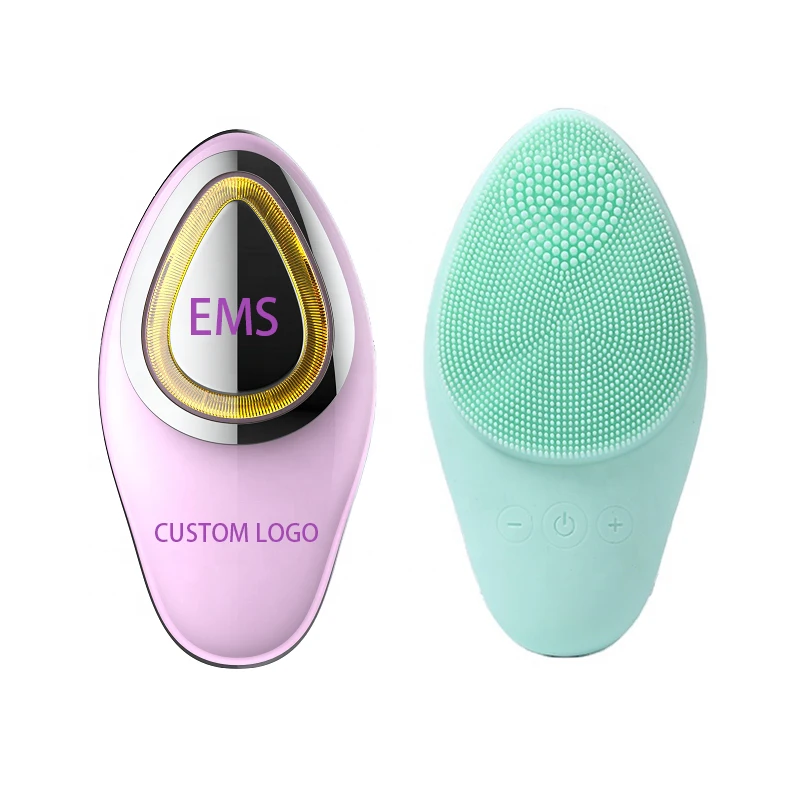 top selling products 2024 face cleaning brush facial cleansing device with silicone brush Sonic EMS Vibration red light therapy