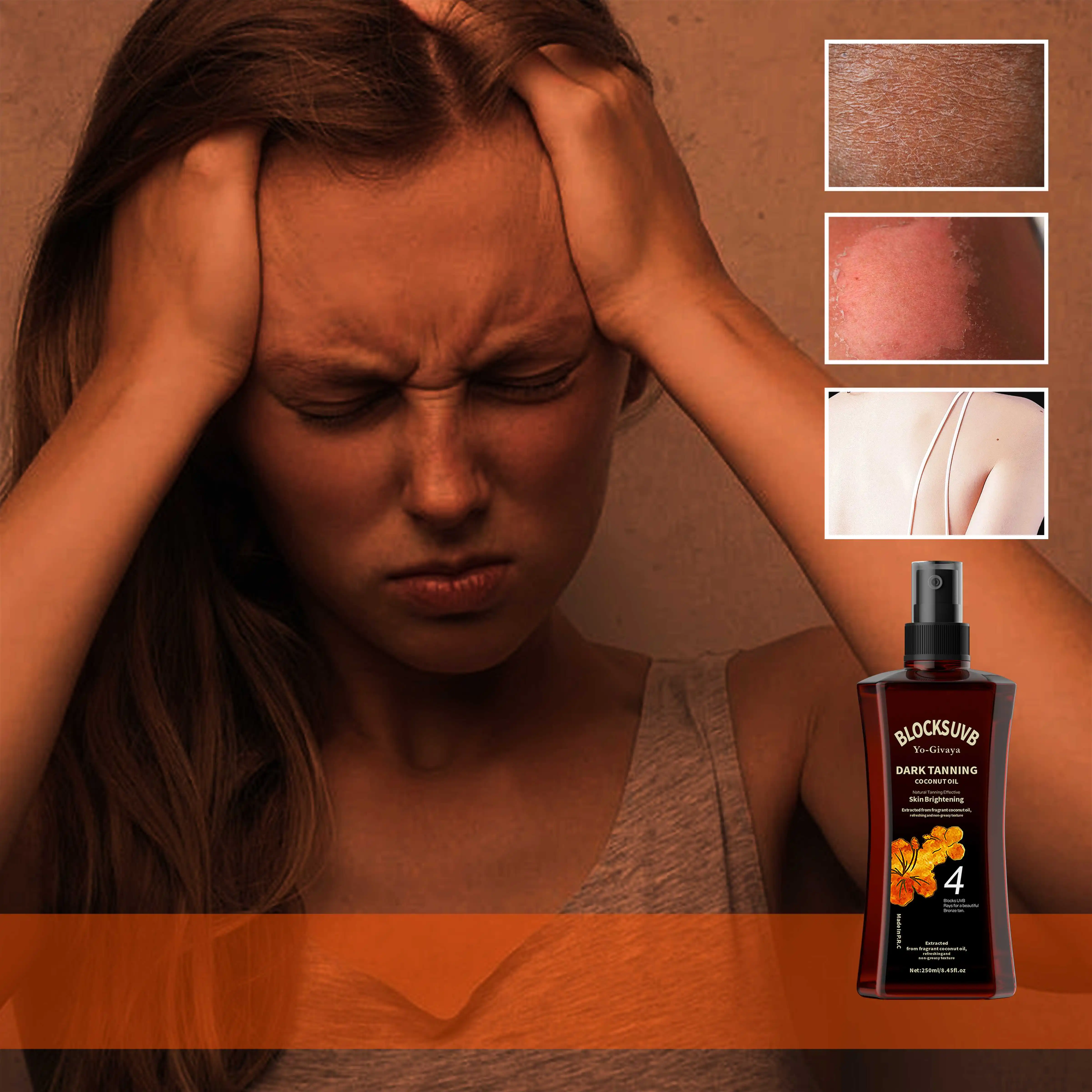 SOLOMUAA Private Label Natural Self Tan Body Oil Instant Tanning Oil Dark Glowing Skin Tanning Oi