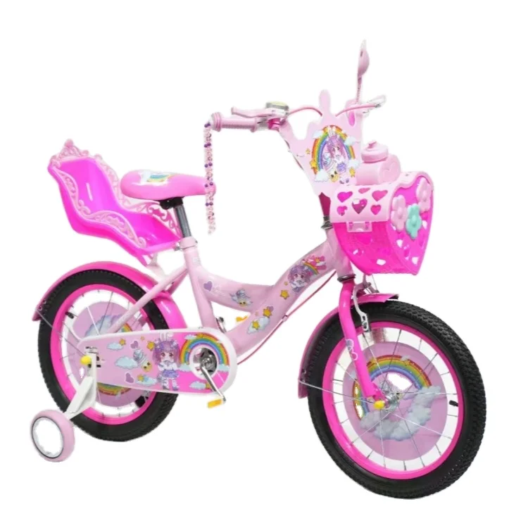 Factory new model colorful child bicycle 14inch 16inch 18inch princess girls pink kid bikes with training wheel