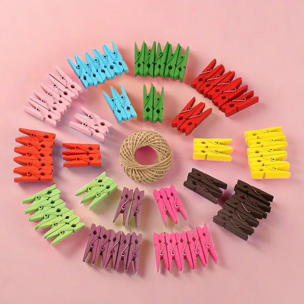 7cm colorful mini wooden photo mini pegs clothespins