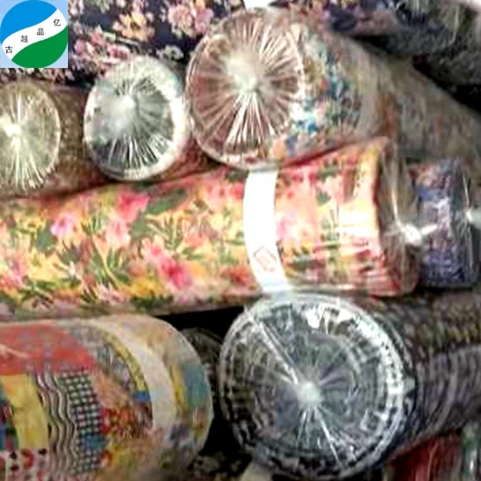 Africa stock lot fabric textile in kg woven polyester print bale mixed price fabric for garment