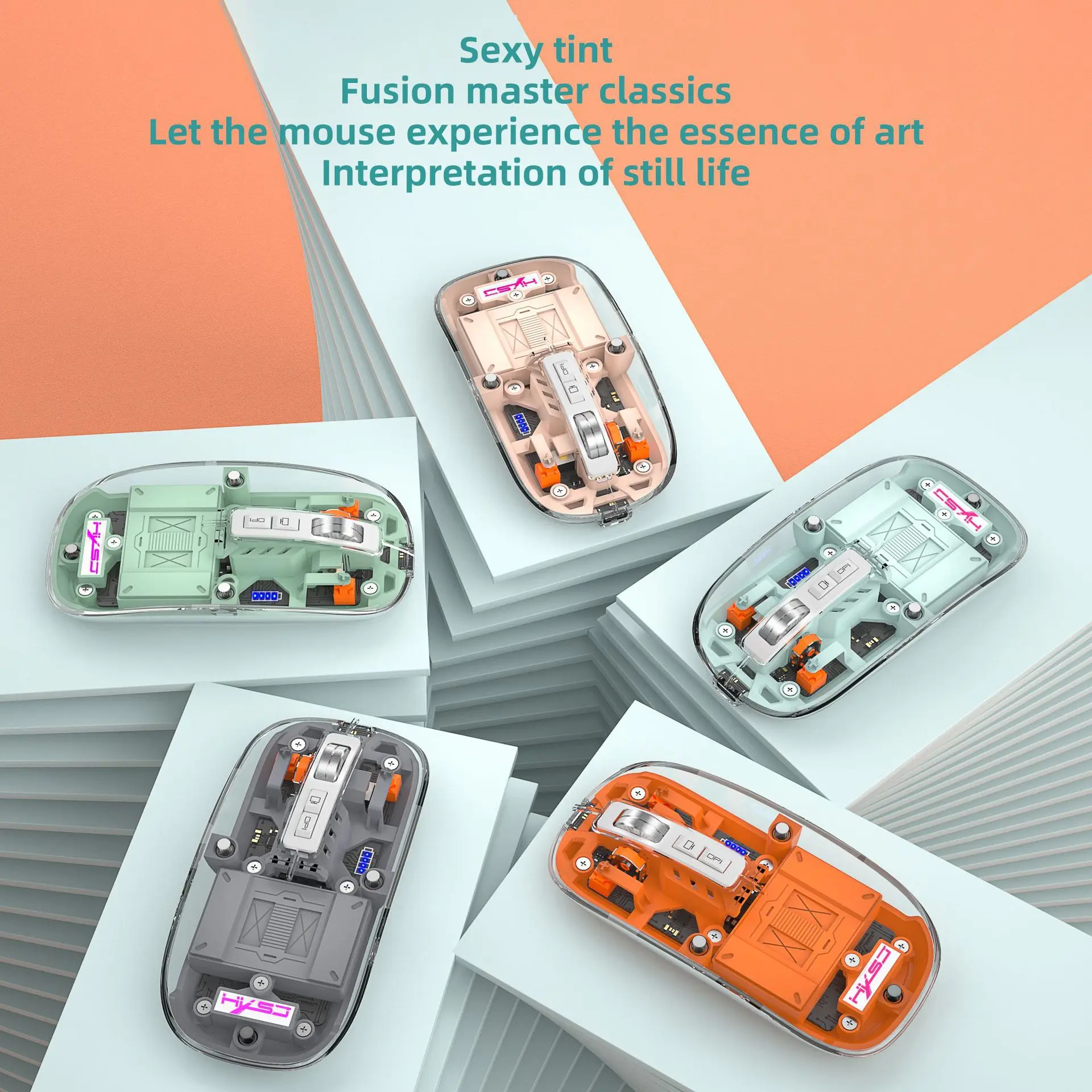 T900 Transparent Wireless Mouse 2.4G/Bluetooth 5.1 Magnetic Suction Silent Breathing Light Charging Charged Display Mouse