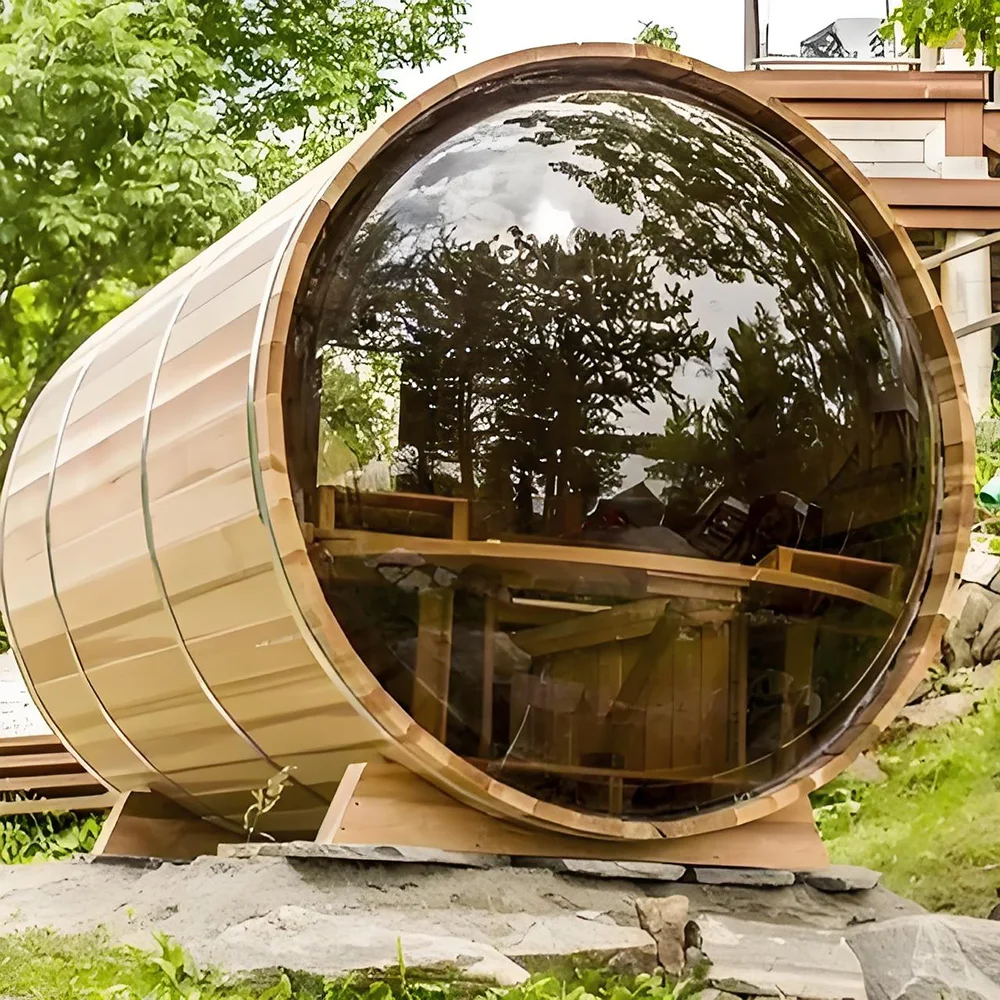 Traditional outdoor 2-4 persons Cedar sauna Outdoor Barrel sauna