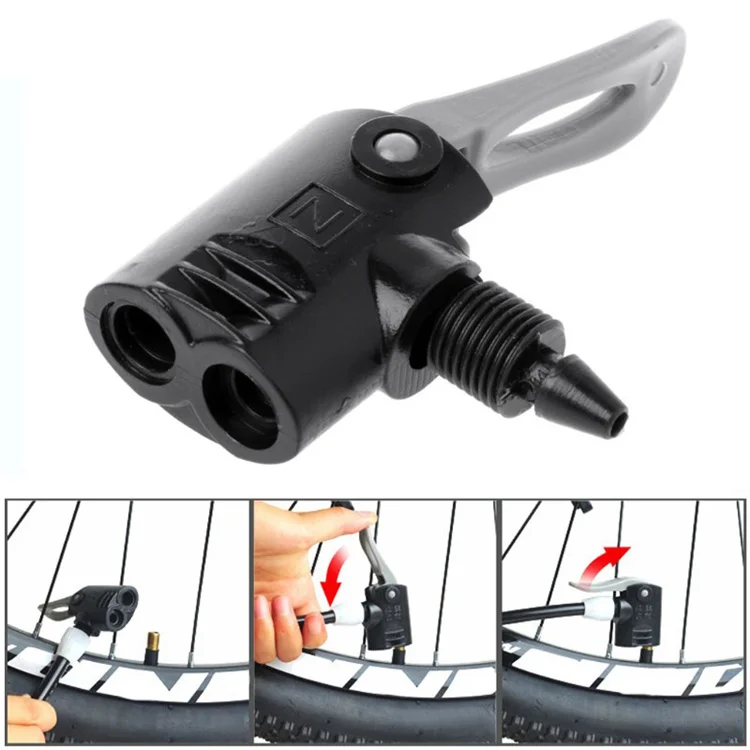 Inflator Bike Clip Multi-purpose Nozzle Bike Tyre Tube Dual Head Bicycle Air Pump Inflator Adapter Valve