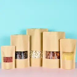 Bio Degradable Kraft Paper Ziplock Bag Moisture-Proof Stand up Pouches Coffee Gravure Printing Window Display Customizable Logo